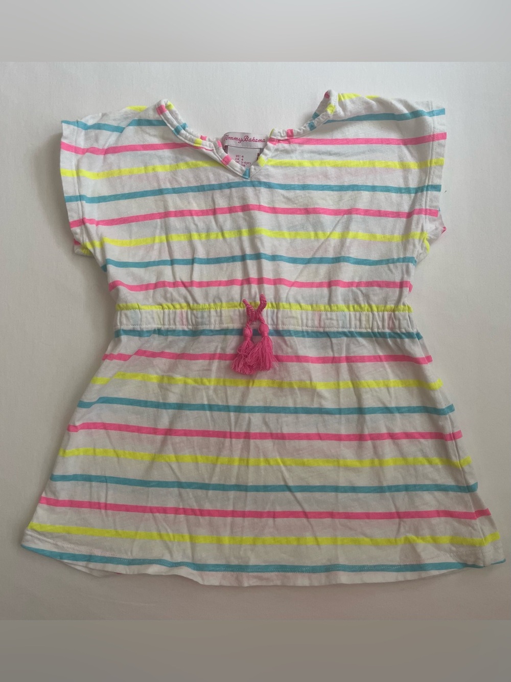 Tommy Bahama Girls' White Neon Stripe Swimsuit Cover Up Size 4